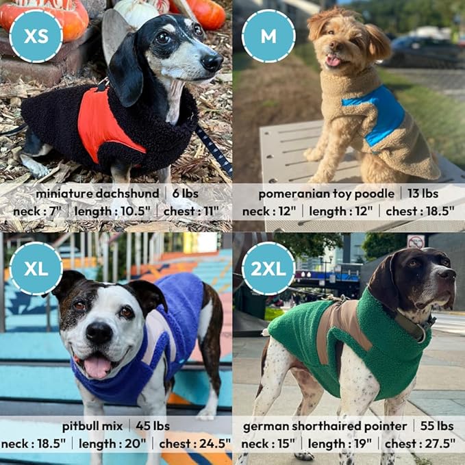 Gooby Zip Up Sherpa Vest - Cream, Large - Two Tone Fuzzy Fleece Dog Sweater with Built-in Harness and Extra Security for Small Dog and Medium Dog