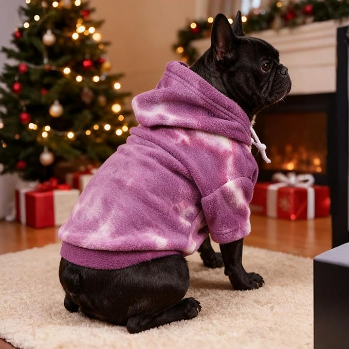 Mklhgty Tie Dye Dog Hoodie, Winter Coat for Small Dogs - Ultra-Soft Adjustable Warm Hood, Breathable Comfort Fabric for Daily Use