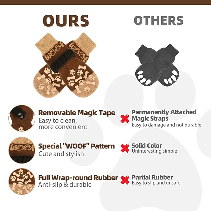 KOOLTAIL Dog Socks for Hot/Cold Pavement to Prevent Licking Paws,Dog Boots&Paw Protector for Hardwood Floors Anti Slip,Traction Control No Twist Grip Booties for Small Medium Large Senior Dogs