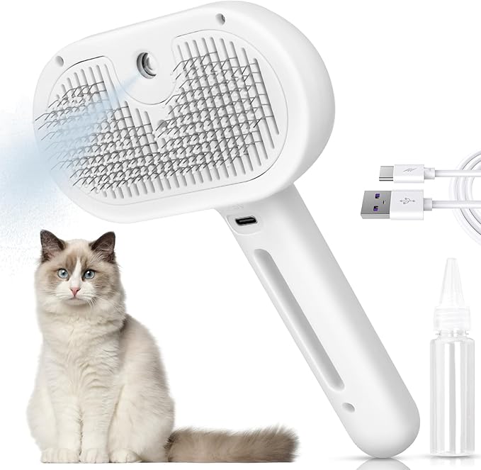 Cat Steam Brush 3 in 1 Pet Hair Grooming Brush with Steam and Release Button for Indoor Cats Pets Dogs Hair Removal Shedding