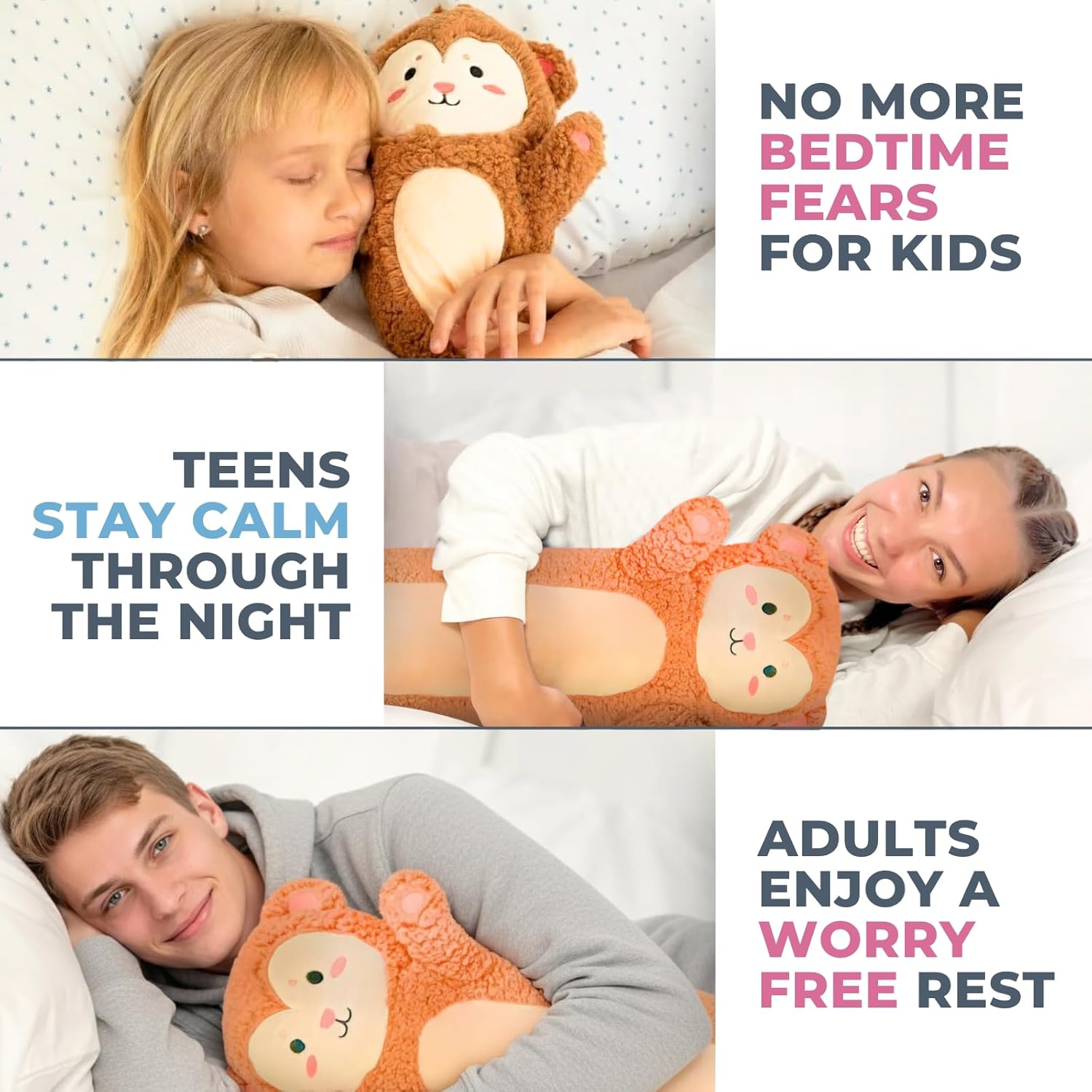 Monkey Plush Body Pillow for Kids | Long Stuffed Animal Cuddle Pillow | Soft Hugging Toy | Plushie Gift for Girls & Boys | Long Plush Body Pillow for Sleep & Comfort | Medium, 35 Inches