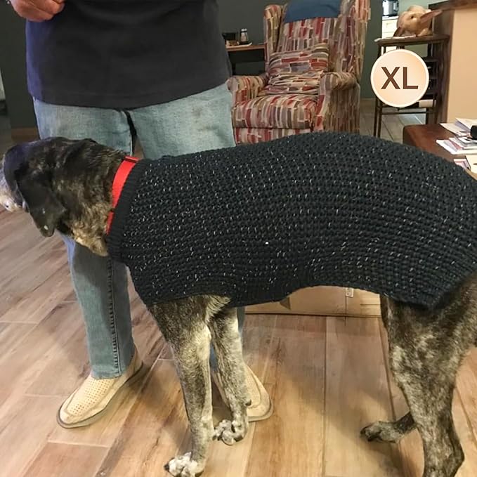 KYEESE Dog Sweater with Leash Hole Comfy Pullover Sweater Medium Size Male with Reflective Yarn Warm Pet Coats Stretchy Cozy Lightweight Thick Knitwear Dog Clothes, Navyblue, X-Large