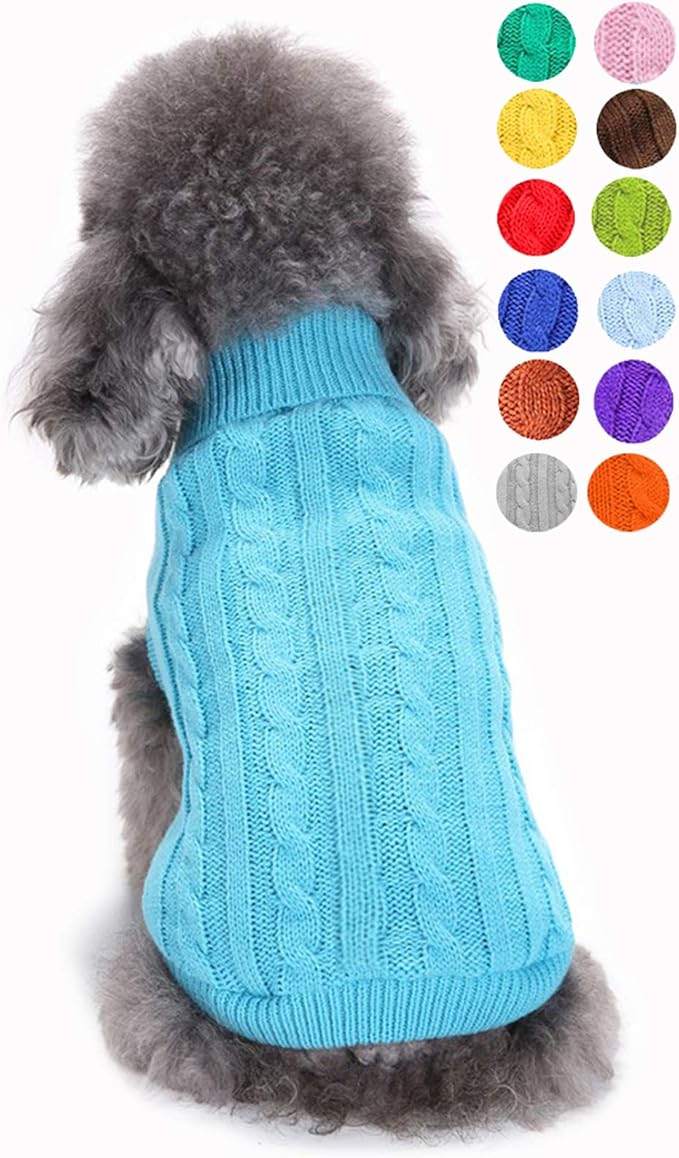 Warm Dog Sweater for Small, Medium, Large Dogs - Cute Winter Classic Turtleneck Pet Coat for Cats - Christmas Clothes for Girls Boys Puppy