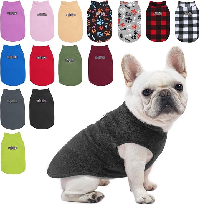 BEAUTYZOO Dog Fleece Vest Sweater Winter Jacket for Small and Medium Dogs with D-Ring Leash Cold Weather Coat Hoodie for XS S M Dogs Boy or Girls