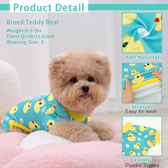 XPUDAC 4 Pieces Dog Pajamas for Small Dogs Pjs Clothes Puppy Onesies Outfits for Doggie Christmas Shirts Sleeper for Pet Cats Jammies-L