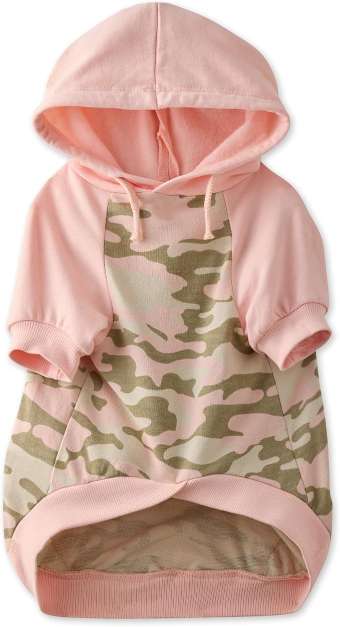 Rocky – The Orginal Lightweight Hooded TEE 100% Organic Cotton Dog Hoodie Pet Coat Sweater for Small, Medium, Large Dogs, Pink Half Camo, X-Large (55-80 lbs)