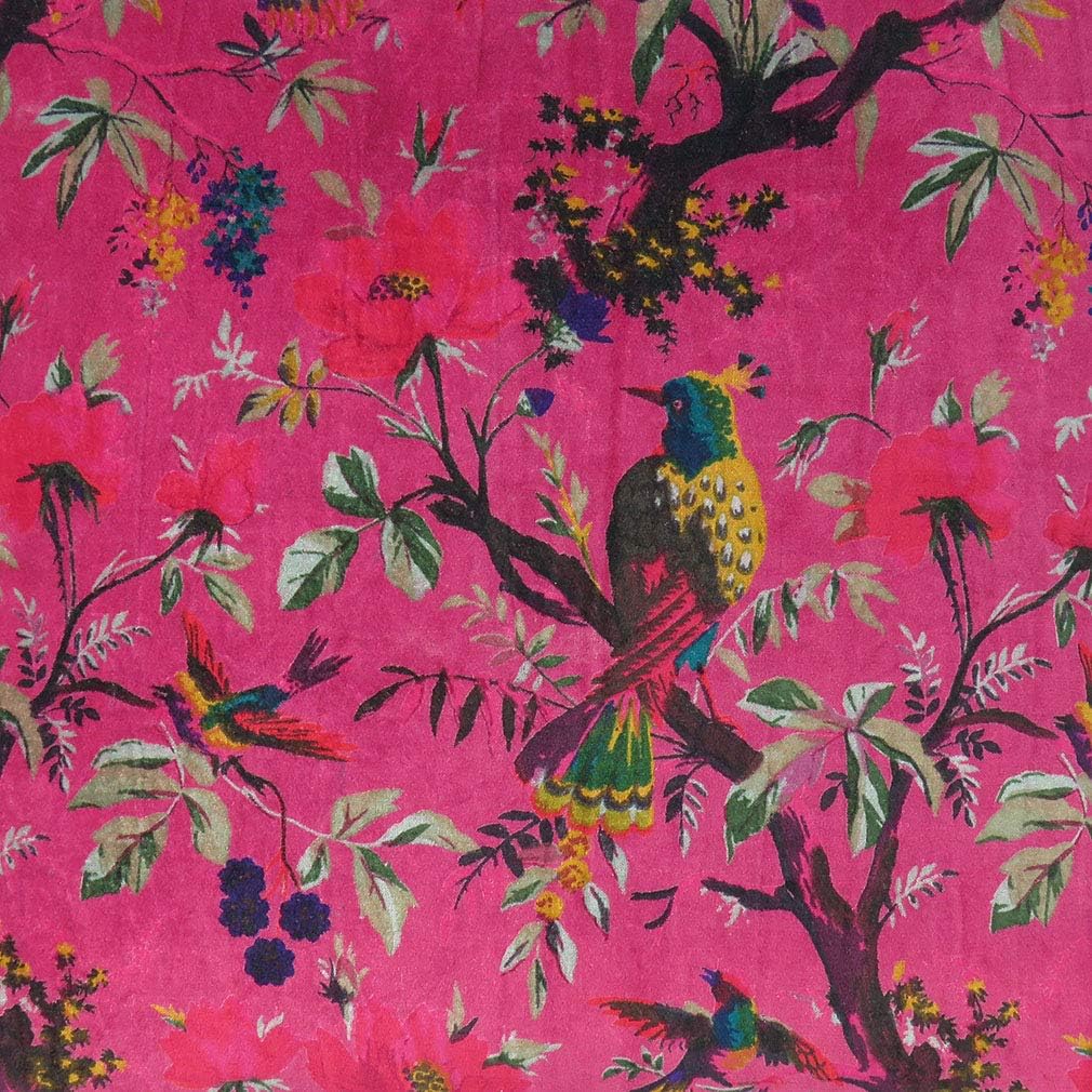 Eyes of India 20x20 inch Burgundy Red Velvet Floral Flower Bird Throw Pillow Sofa Cushion Cover Case Couch Colorful Boho Chic Bohemian Accent Indian Handmade Cover Only