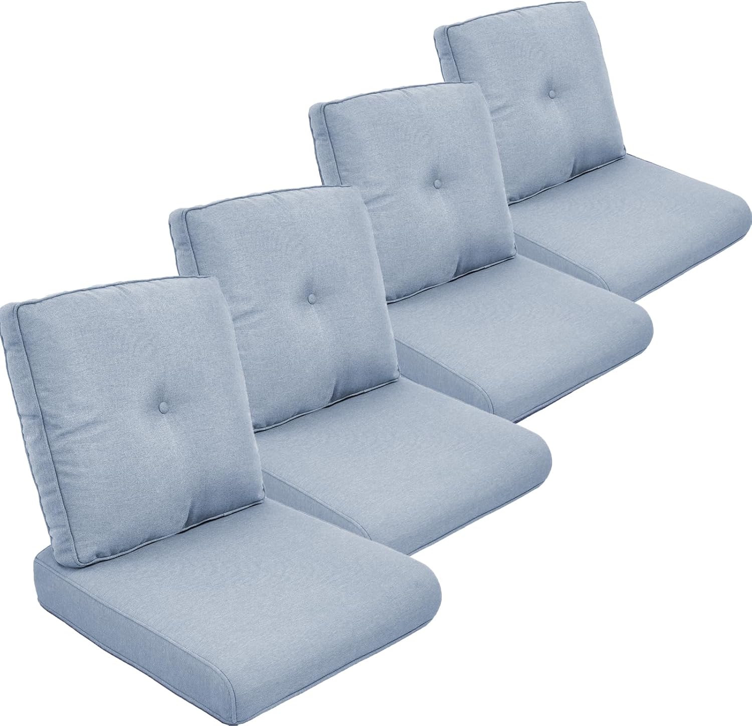 Outdoor Cushion Set of 4, Waterproof Outdoor Seat Cushions 25x22, Patio Chair Cushions for Outdoor Furniture, Couch Cushion Replacement, Include 4 Back & 4 Seat Cushions, Light Blue