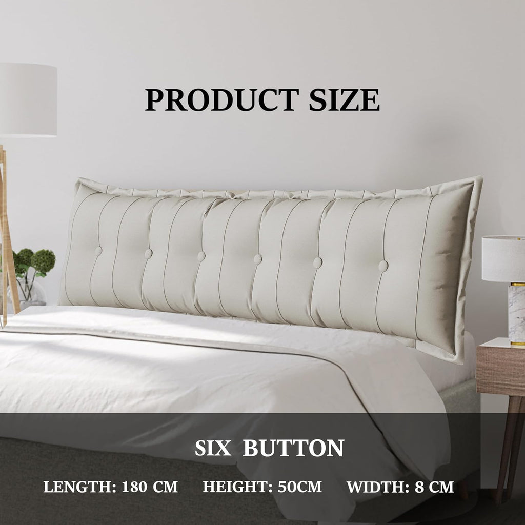 Large Bolster Reading Pillow Full Backrest Positioning Support Pillow Daybed Cushion Headboard Pillows for Bed Bunk Sofa with Removable Cover, White, 54x3x20 Inch