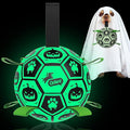 QDAN Glow in The Dark Halloween Dog Toys, Dog Ball with Straps, Soccer Ball for Dogs, Outdoor Dog Toys, Dog Birthday Gifts, Halloween Pet Toys for Medium to Large (8Inch)