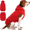 IECOii Dog Hoodie for Medium Dogs, Warm Fleece Dog Hoodies Sweater with Leash Hole and Pocket, Cozy Dogs Cold Weather Coat for Fall Winter Hooded Sweatshirt Vest for French Bulldog, Red, L