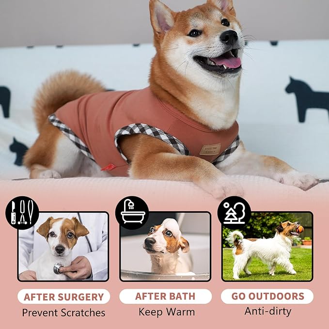 KYEESE 2Pack Dog Shirt Sleeveless Dog Sweatshirt Soft Fleece Coats Stretchy Vest Pullover Clothes Lightweight Sweater for Small,Brown+Khaki,L