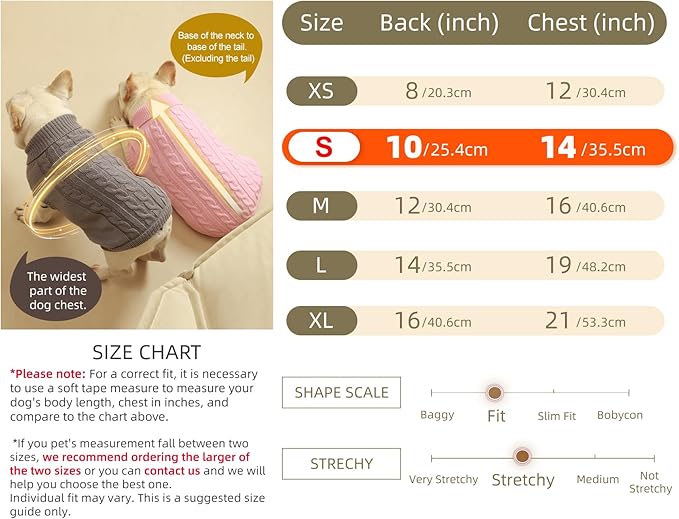 2 Pack Dog Sweaters for Small Dogs - Puppy Medium Warm Clothes in Winter, Turtleneck Pullover Design for Boy Girl Pet, Doggie, Cat, Kitten Chihuahua Bulldog Pug Beagles (S, Grey, Beige)