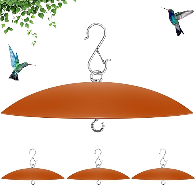 13" Hummingbird Feeder Shade Cover,Bird Feeders Dome Rain Cover,Hummingbird Umbrella for Shepherd's Hook Outdoors (Terracotta), 4 Pack