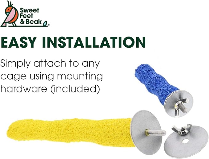 Sweet Feet and Beak Comfort Grip Safety Perch for Bird Cages - Patented Pumice Perch for Birds to Keep Nails and Beaks in Top Condition - Safe Easy to Install Bird Cage Accessories - XL 13.5"