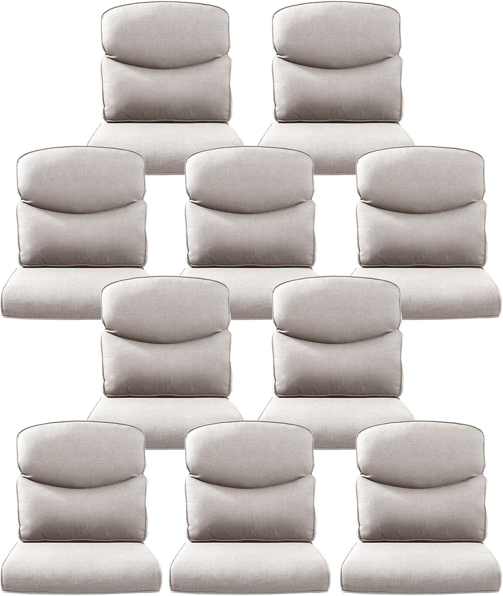 10-Piece Outdoor Patio Cushion Set - Fade & Water Resistant with Removable Olefin Cover, 22x24x4 Inch Memory Foam Cushions for Wicker Sectional Sofa – Beige/Crescent