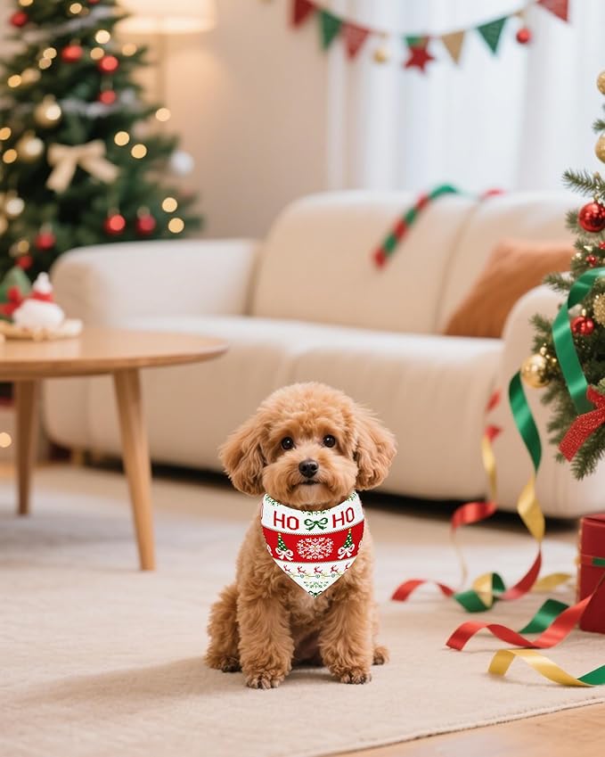 PET SHOW 100 Pack Christmas Dog Bandanas Bulk No Seam Extra Small Dog Scarves XS Xmas Puppy Triangle Bibs Kerchief Set Cats Pet Girl Boy Holiday Party Grooming Accessories, S