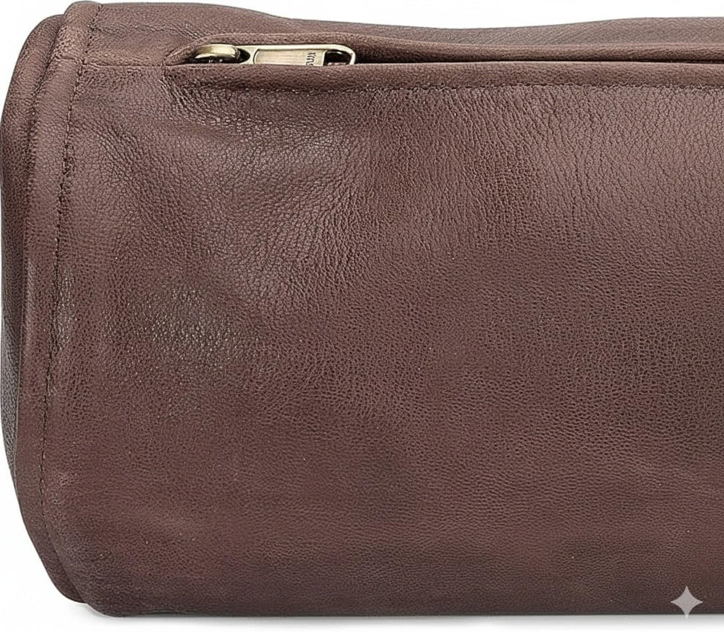 Leather Cylindrical Cushion Cover – 100% Lambskin Round Bolster Pillow Cover | Handmade Ergonomic Roll for Head, Neck & Back | Decorative Home & Sofa Accessory (18" x 5")