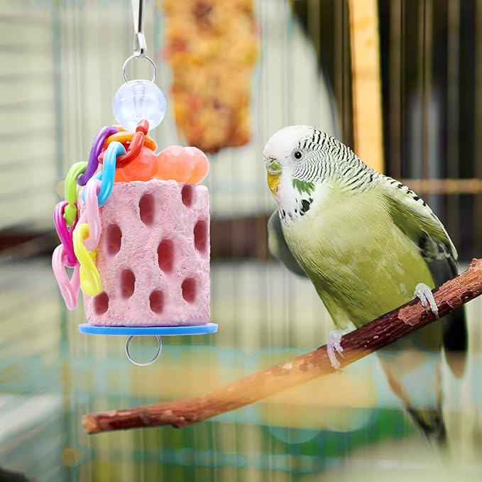 Bird Beak Grinding Parakeet Treats Bird Calcium Chewing Toy for Budgies Parakeet Cockatiel Conure Hamster (Random Color) (Small (2 pcs))