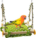 Bird Toy Climbing Hammock Nest Hanging Bird Bed for Cage Wooden Perch Stand Swing with Bell Toy for Parrot Parakeet Cockatiel Conure Cockatoo