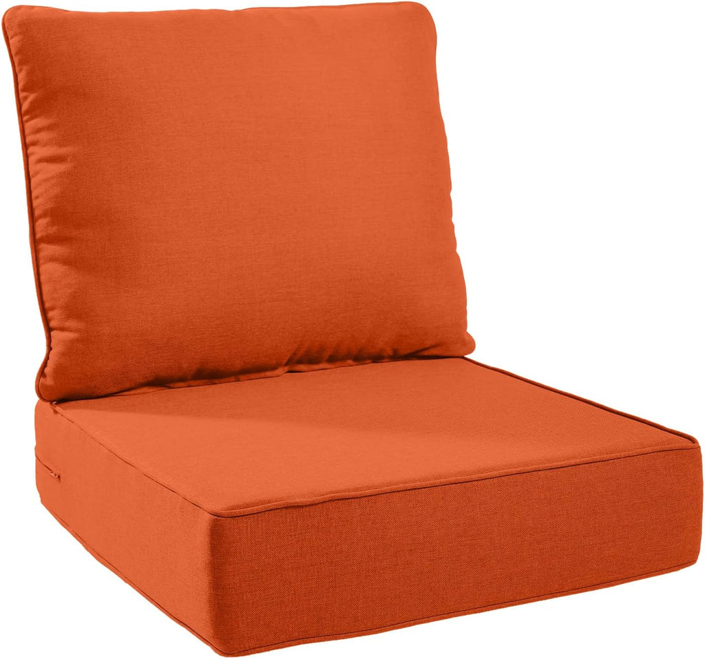 Rilyson Patio Cushions for Outdoor Furniture - 24×24 Inches High Back and Deep Seating Outdoor Cushion for Patio Chairs Sofa Couch Loveseat Water Resistant(Orange/1 Set/No Button)