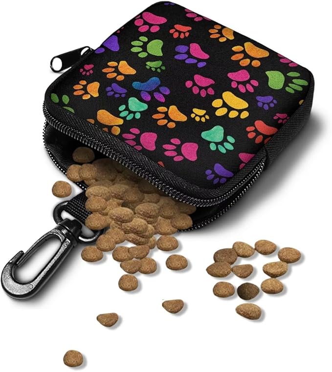 KEIAHUAN Paws Printing Dog Training Treat Pouch Hand Free Puppy Dog Treat Bag with Carabiner, Hands-Free Snack Pouch for Dogs Training, Walks & Outdoor Use