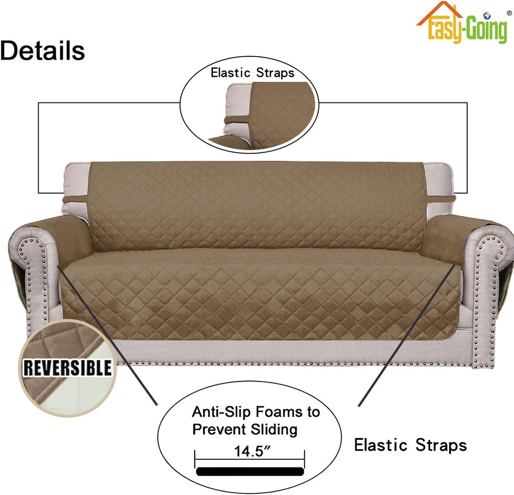 Easy-Going Chair Sofa Slipcover Reversible Sofa Cover Water Resistant Couch Cover Furniture Protector Cover with Elastic Straps for Pets Kids Children Dog Cat (Chair, Camel/Ivory)