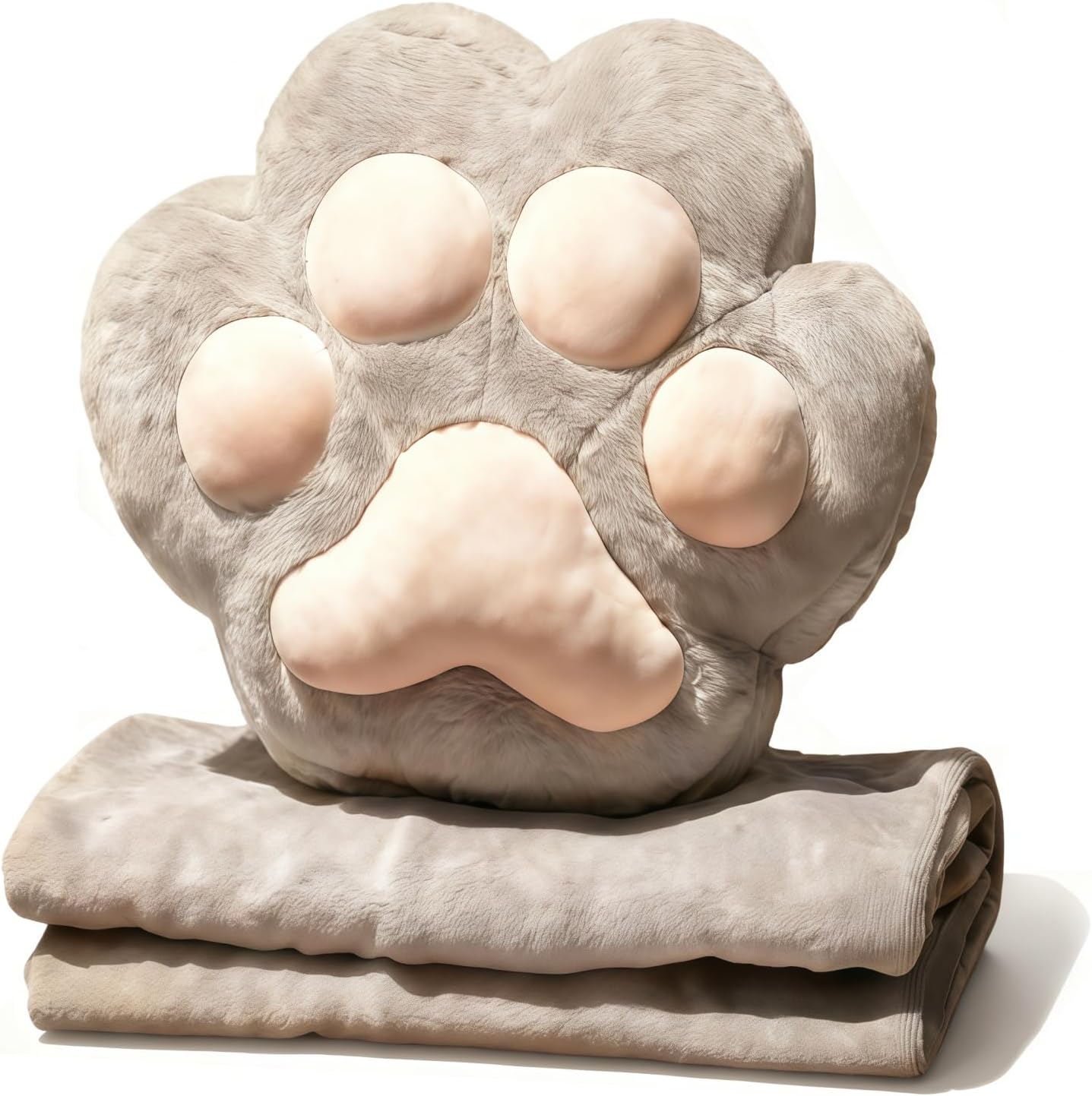 RYOLOY Cat Paw Warm Hand Pillow,with 67 * 39Inch Travel Blanket,3 in 1 Travel Pillow and Blanket Set,for Car Office Camping Essentials.