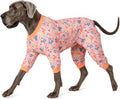 LovinPet Large Dog Pajamas, Pet Anxiety Relief Shirt, Pet Pajamas for Dogs, Anti Licking, Dog Surgery Recovery Clothes, Breathable Stretchy Fabric, Red, Shimmering Blooms Blush Print, 3XL