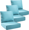 Luxury 6" Outdoor Cushions for Patio Furniture, 24x24x6" Thick Seat Cushion Set of 3, Fade Resistant Couch Chair Replacement Cushions High Density Deep Wicker Chair Cushion w/ Removable Cover, Teal