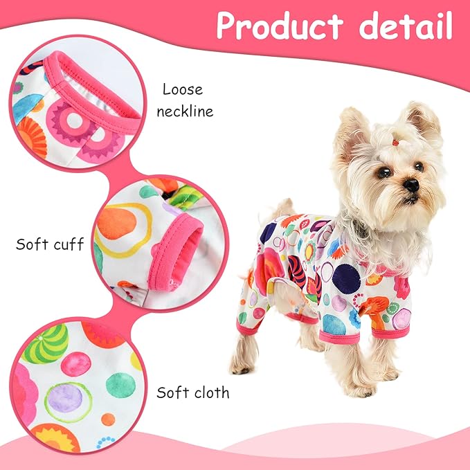 Dog Clothes for Small Dogs Boy Girl, Dog Pajamas Tiny Chihuahua Yorkie Spring Summer Shirt, Cute Puppy Outfit Pjs Jumpsuit Cat Onesie Apparel Pet Clothes