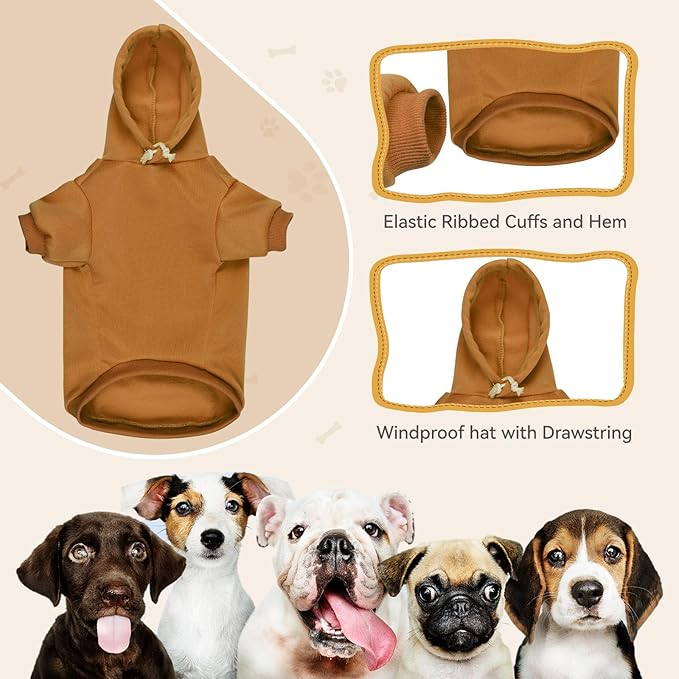 Coffee Dog Hoodie Sweatshirt with Pocket - Small Dogs, Soft Brushed Fleece Dog Clothes