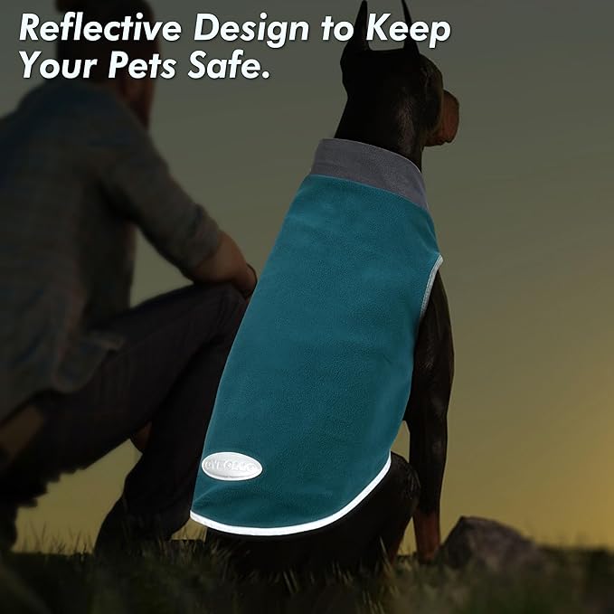 cyeollo 2 Pack Dog Sweater Fleece Vest Pullover Pet Sweatshirt Reflective Lightweight Dog Clothes for Large Dogs Boy Girl Pet Apparel Teal & Grey, XXXL