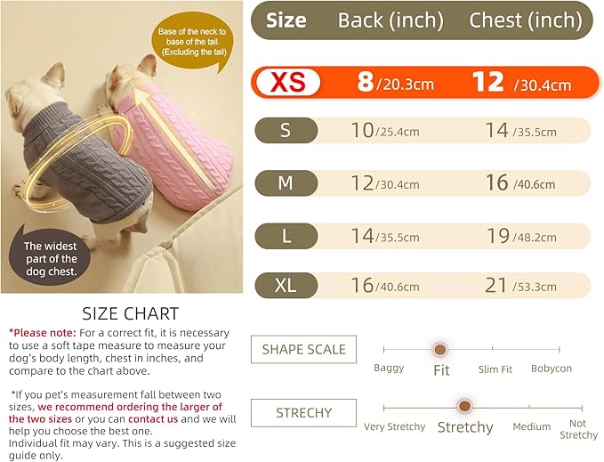 2 Pack Dog Sweaters for Small Dogs - Puppy Medium Warm Clothes in Winter, Turtleneck Pullover Design for Boy Girl Pet, Doggie, Cat, Kitten Chihuahua Bulldog Pug Beagles (XS, Grey, Beige)