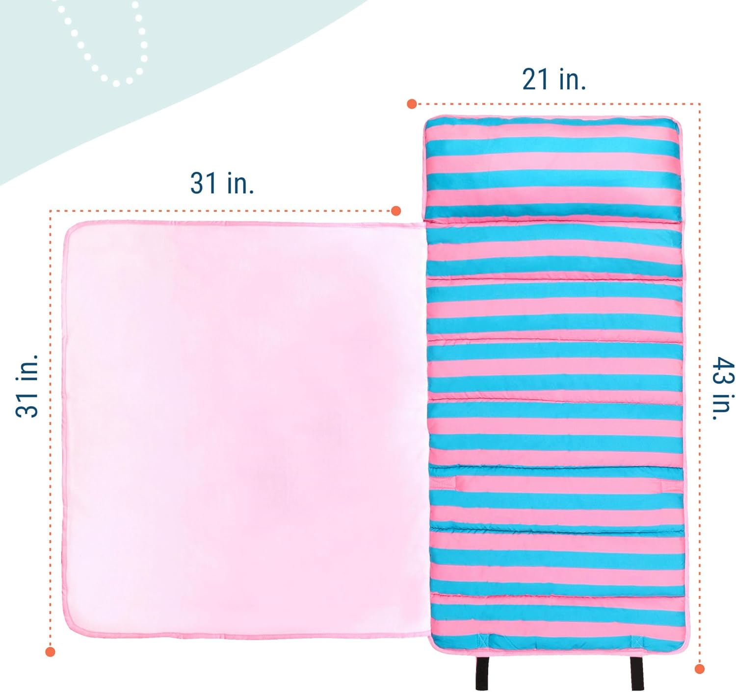 Wildkin 43-inch Kids Nap Mat – Soft Microfiber Toddler Sleeping Mat with Pillow