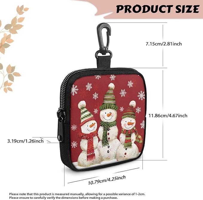 KEIAHUAN Christmas Snowman Zippered Dog Treat Pouch Red Pocket Sized Dog Training Treat Pouches Hands-Free Pet Feed Snack Reward Pocket for Training, Walking & Outdoor
