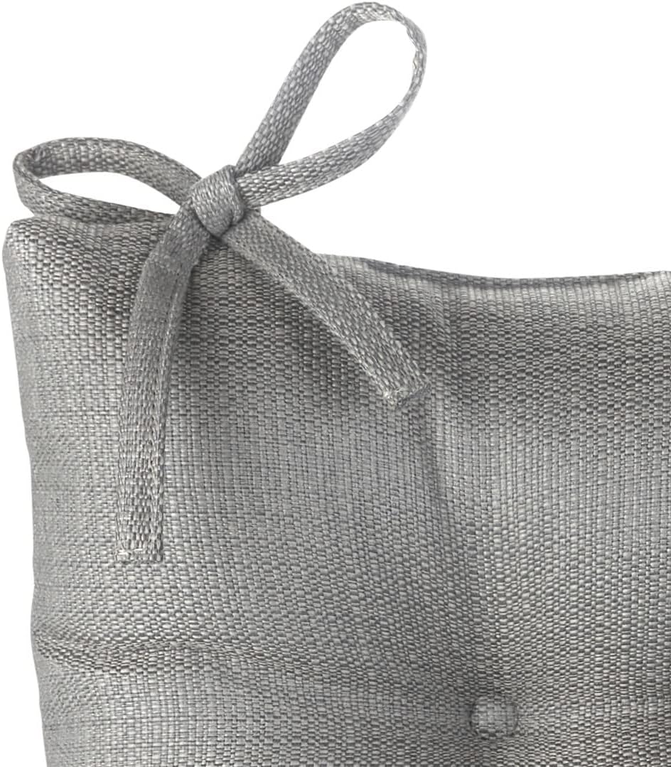 Klear Vu Omega Non-Slip Rocking Chair Cushion Set, Assembled in USA, Thick Padding & Tufted Design, Includes Seat Pad & Back Pillow with Ties, 17x17 Inches, 2-Piece Set, Solid Gray