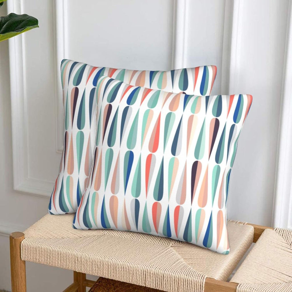 bassyil Mid Century Retro Drop Throw Pillow Covers Decorative Linen Pillow Cases Set of 2 Square Cushion Cover for Couch Sofa Bedroom Patio 18x18 Inch