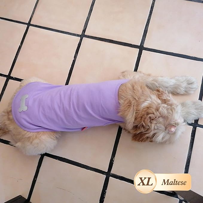 KYEESE 2Pack Dog Shirts Striped T Shirt Soft Tee for Small Dogs Cotton Tank Top Clothes Lightweight Sleeveless Dog Vest, X-Large,Green+Striped