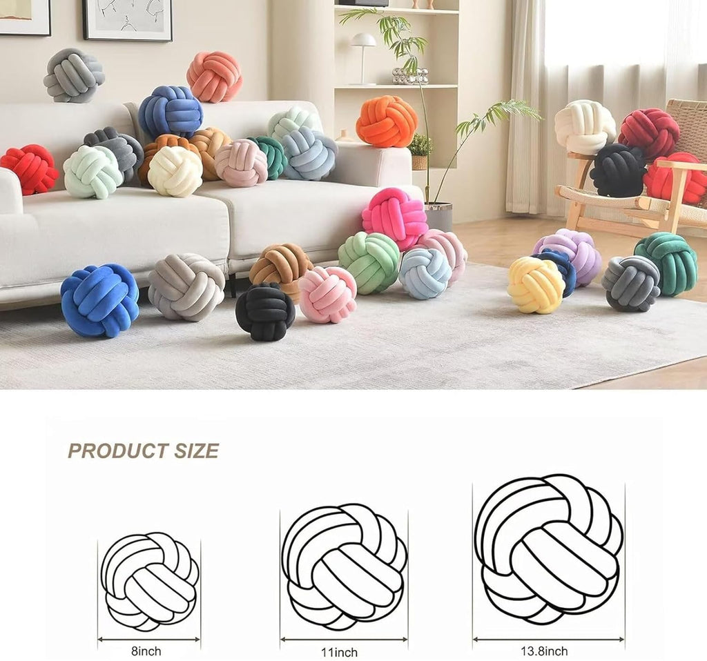 Decorative Throw Knot Pillow Ball for Home Chair Sofa Aesthetic Round Velvet Knotted Pillow Cushion (Dusty Pink, 11 inches)