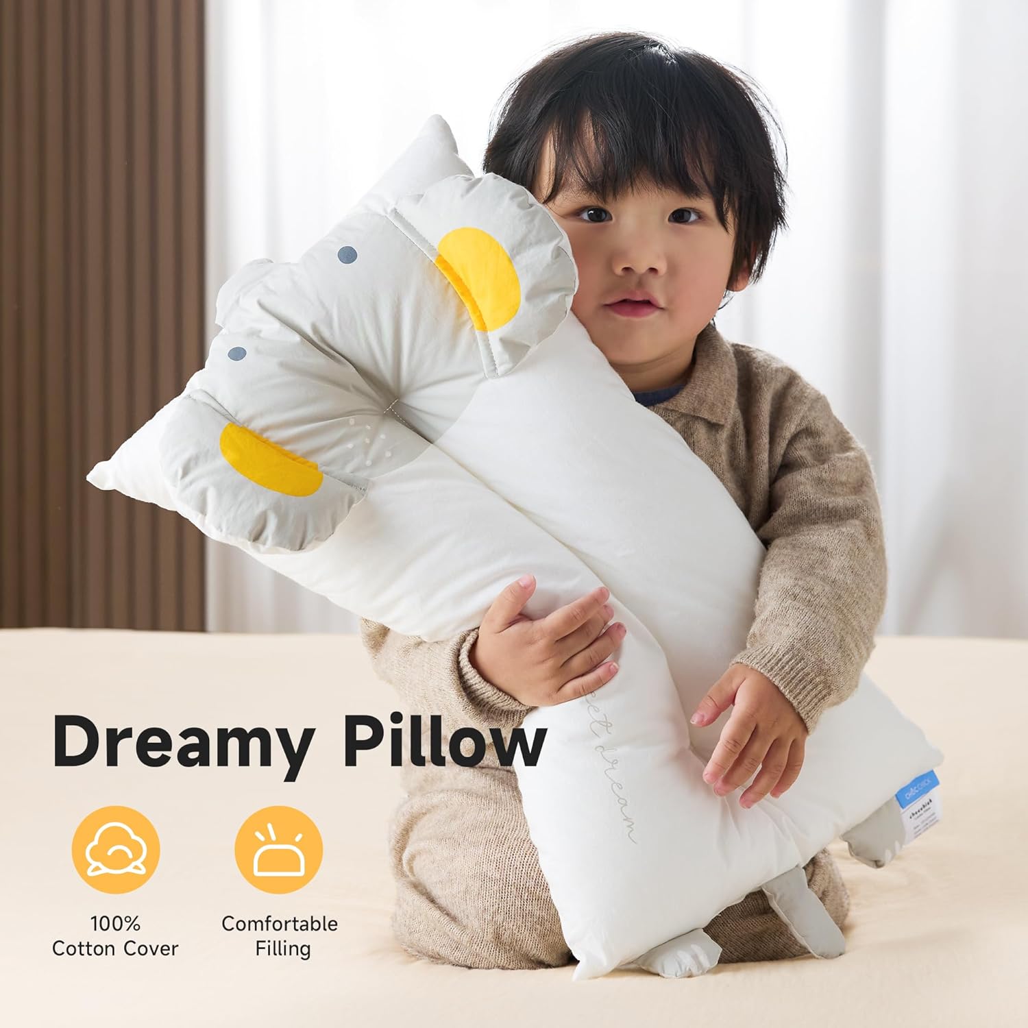 Choc chick Toddler Pillow,20X12Inches Machine Washable Soft Hypoallergenic Kids Pillows,Child Cute Animal Design Perfect Toddler Pillows for Sleeping (Elephant)