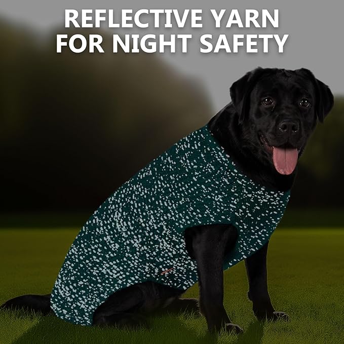 KYEESE Dog Christmas Sweater with Leash Hole Warm Pullover with Reflective Yarn for Small and Medium Dogs Male Soft Knit Pullover Boy Dog Coats Cozy Lightweight Thick Sweater,Green,Large