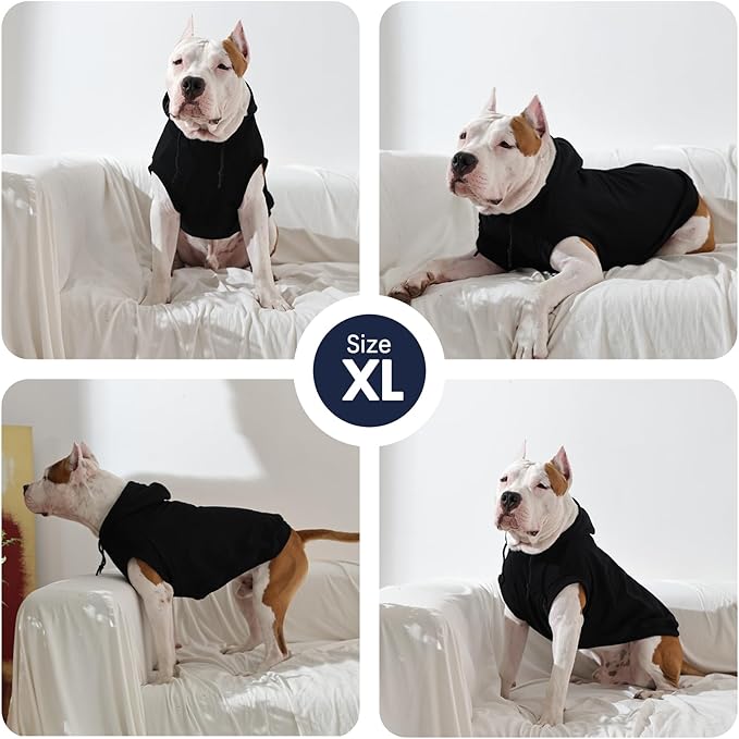 IECOii Large Dog Hoodie, XL Dog Sweater for Large Dogs Girl Hooded Sweatshirt,Spring Fall Dogs Pullover for Beagle, Border Collie, Indoor Cozy & Outdoor Play, Black, XLarge (No Fleece Lined)