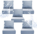 6" Thicker Outdoor Chair Cushion 5 Sets - 24" *24" *6" Waterproof Patio Furniture Cushions with Removable Cover, 28D High Density Sponge Filling Thicken Outdoor Patio Cushions - Baby Blue