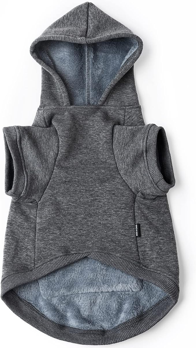 Koneseve Dog Hoodie Fleece Dog Clothes Warm Sweater with Hat for Medium Large Dogs Cat Hooded Shirt Kitten Pet Basic Sweatshirt with Pocket Doggie Soft Winter Coat Apparel (Grey; 5XL)