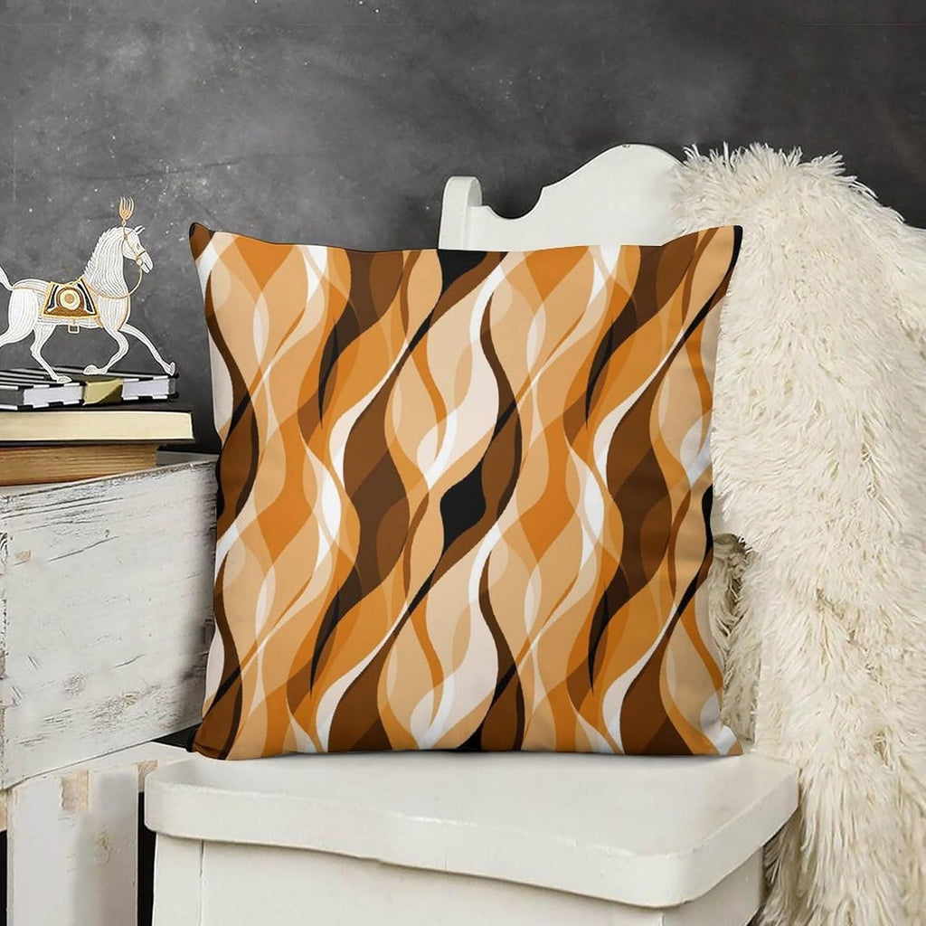 Orange Throw Pillow Covers Modern Abstract Burnt Orange Striped Decorations for Bedroom Living Room Farmhouse Sofa Pillows Bed Couch 18x18 Inch
