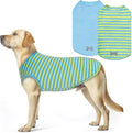 KYEESE 2Pack Dog Shirts Striped T Shirt for Medium Dogs Boy Lightweight Sleeveless Vest Cotton Tank Top Clothes, XX-Large,Blue+Striped