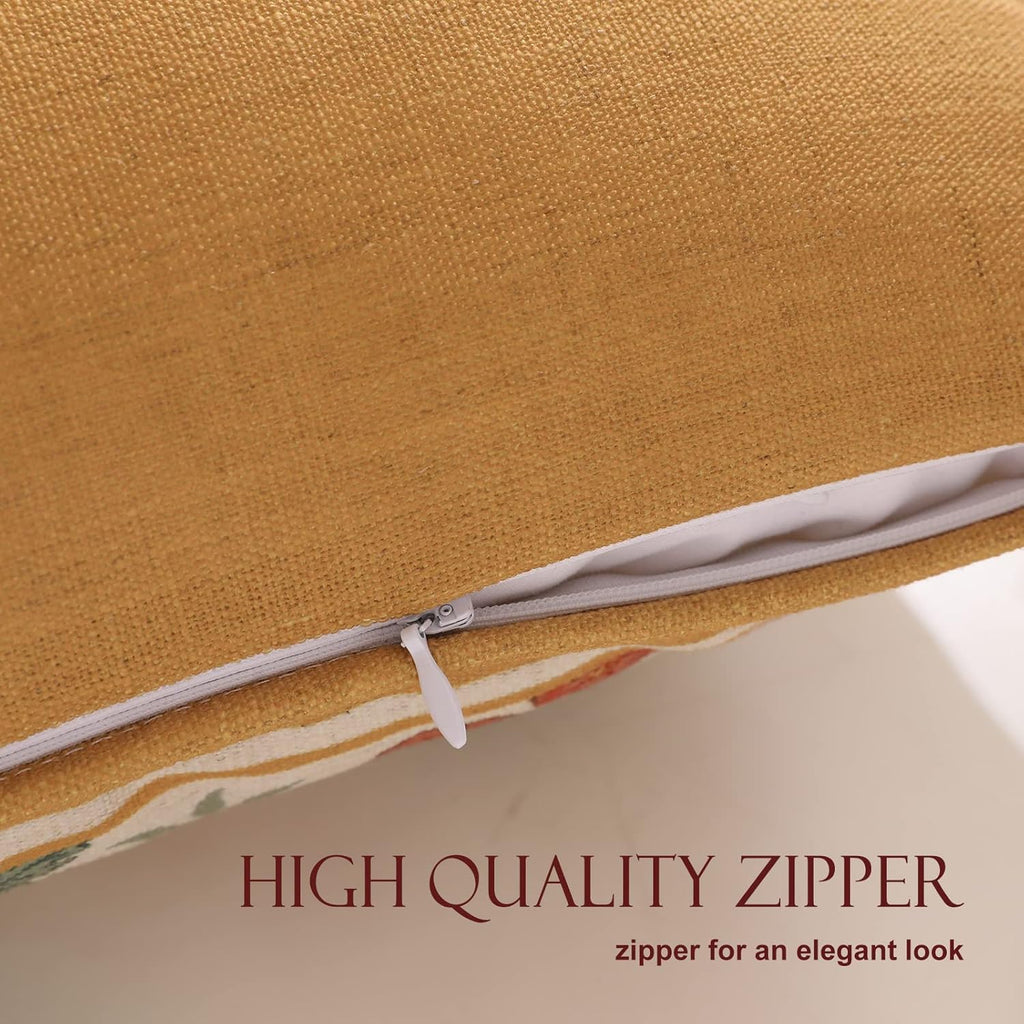 patdrea Designer Throw Pillow Covers for Couch 18"x18",Vintage French Linen Pillows Cover with Daisy Floral Pattern,Beige Luxury Farmhouse Decorative Square Cushion for Bed,Living Room,Outdoor,Car