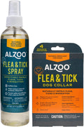 ALZOO Flea & Tick Dog Collar and 8 Fl. Oz. Flea & Tick Repellent Spray for Dogs, Medium-Sized Dogs: 16-40 lbs, 100% Plant-Based Active Ingredients