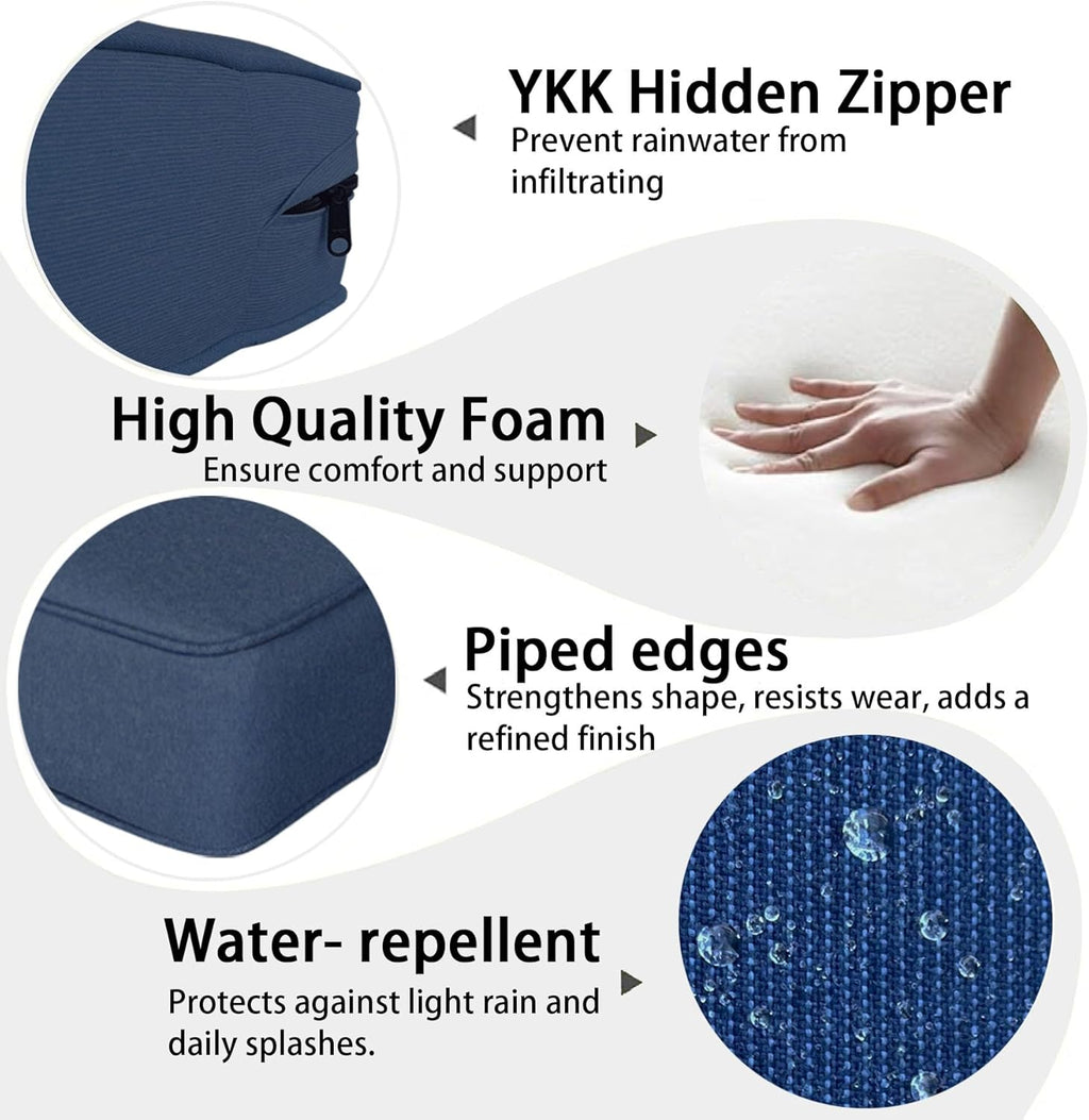 Outdoor 24x24 Inch Deep Seat Patio Cushion Set Outdoor Chair Cushions with Fade Resistant and Removable Cover for with Most Patio Furniture and homedepot Furniture Navy 2Sets